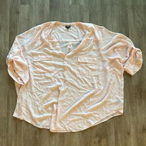 Torrid Harper Georgette Pullover 3/4 Sleeve Blouse Pale Blush Size 5XL